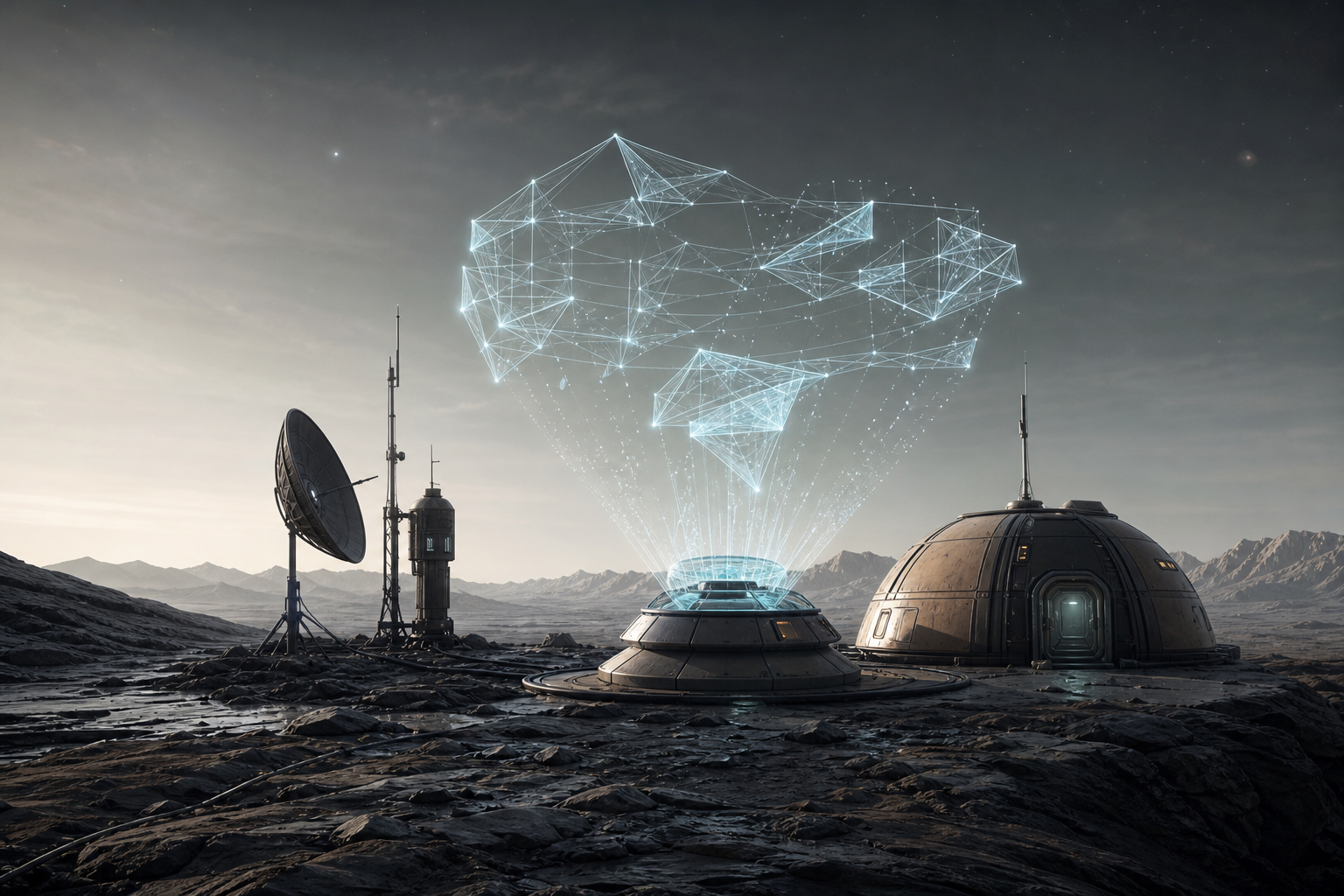 Ein entfernter planetarer Empfänger rekonstruiert aus einem interstellaren Signal eine abstrakte rechnerische Präsenz