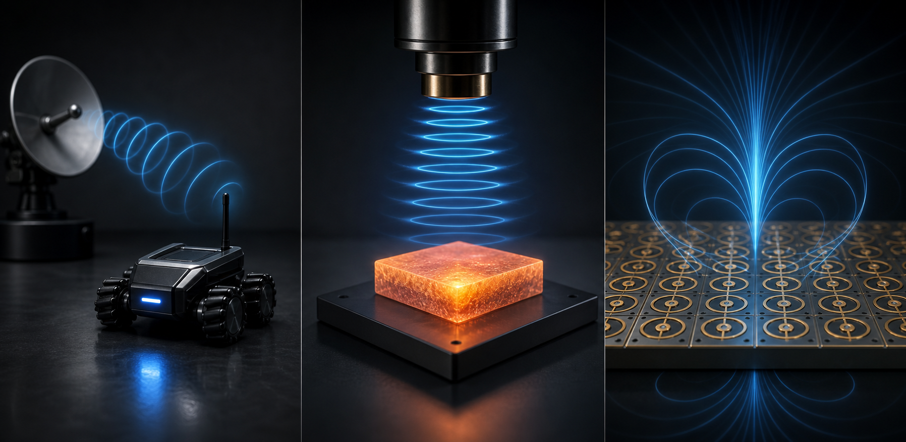 Drei Arten, wie elektromagnetische Wellen mit Materie interagieren: Befehl, Erwärmung und strukturierte Kopplung